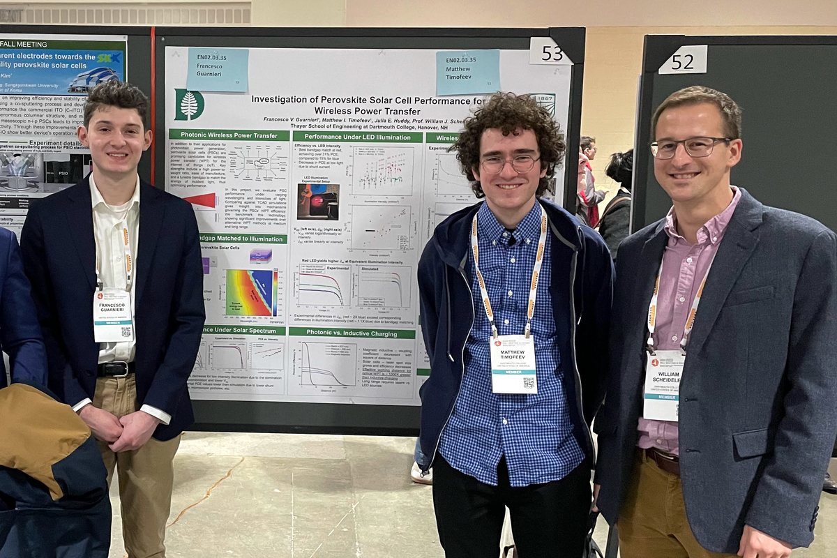 Vann Guarnieri '21 Th'22, Matthew Timofeev '25, and Professor William Scheideler
