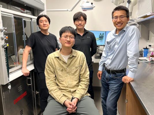 Yieljae Shin, Yi Qiang Th'23, and Dongyeol Jang—with Professor Hui Fang