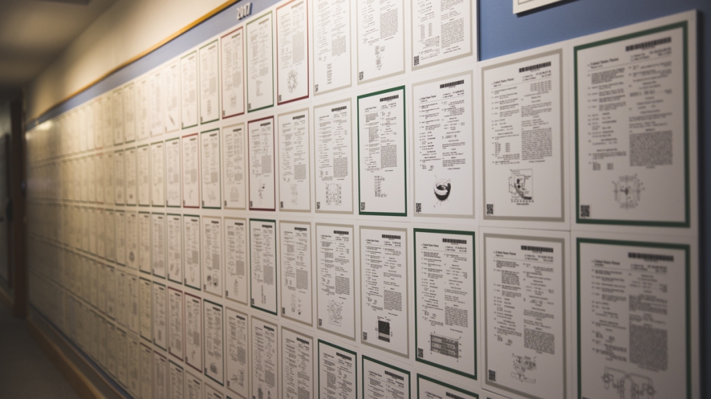 A wall of patents