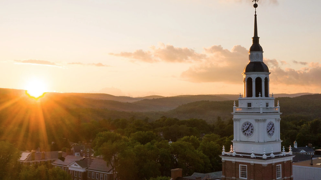 Sunset aerial campus shot