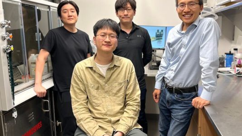 Yieljae Shin, Yi Qiang Th'23, and Dongyeol Jang—with Professor Hui Fang